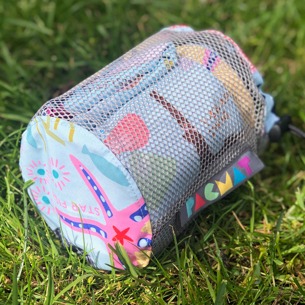 Beach Print, Recycled Material, Waterproof Picnic Blanket, Family Size