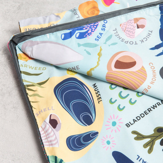 Beach Print, Recycled Material, Waterproof Picnic Blanket, XL